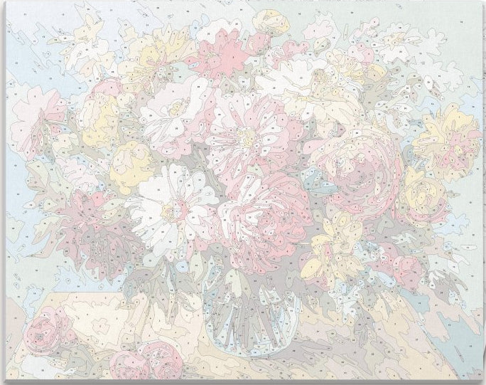 In the image, there is a vase filled with colorful flowers placed on a surface.