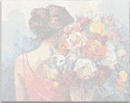 A woman stands among a vibrant array of flowers in full bloom.