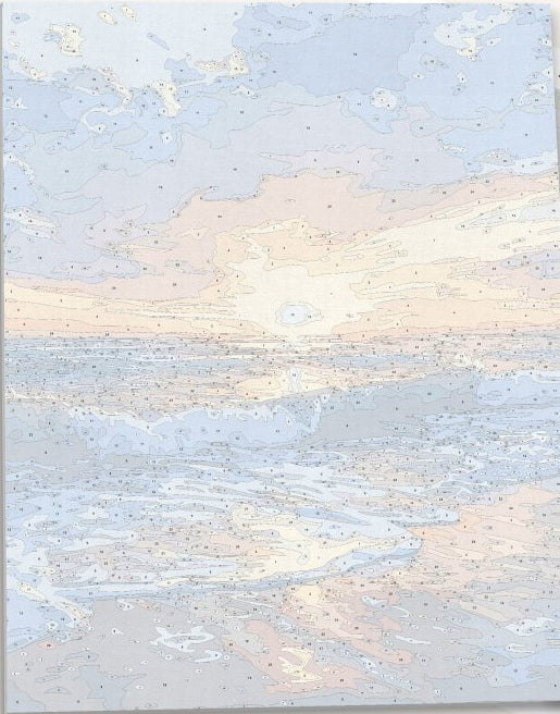 The image showcases a vibrant beach scene during sunset.