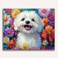 Cute white Bichon Frise dog with a fluffy coat and bright eyes - Finished Bichon Frise Paint by Numbers - ColorEasePaint