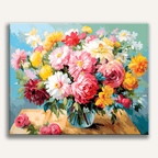 Elegant floral still life painting with blossoms in a vase - Finished Blossom Still Life Paint by Numbers - ColorEasePaint