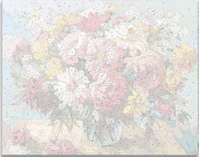 Detailed numbered canvas outline for Blossom Still Life botanical DIY painting - ColorEasePaint