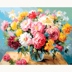 Professional DIY paint by numbers kit with a full set of floral-toned acrylic paints - ColorEasePaint