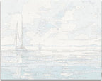 Clean and professional numbered canvas outline for Boat in Blue minimalist DIY painting - ColorEasePaint