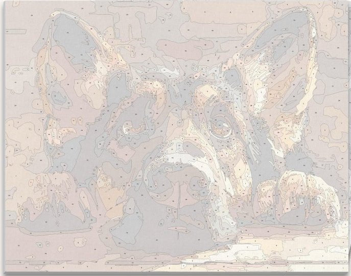Numbered canvas outline for Bored Shepherd realistic dog portrait DIY painting - ColorEasePaint