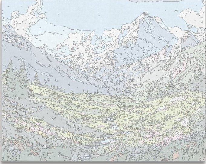 High-definition numbered canvas outline for Breathtaking View scenic DIY painting project - ColorEasePaint