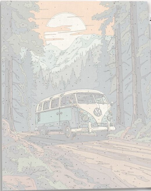 Detailed numbered canvas outline for Camping Trip outdoor adventure DIY painting project - ColorEasePaint