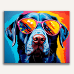 Cool dog wearing sunglasses with a summer landscape reflection - Finished Canine Shades Paint by Numbers - ColorEasePaint