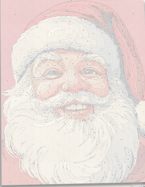 High-definition numbered canvas outline for Portrait of Santa DIY painting project - ColorEasePaint