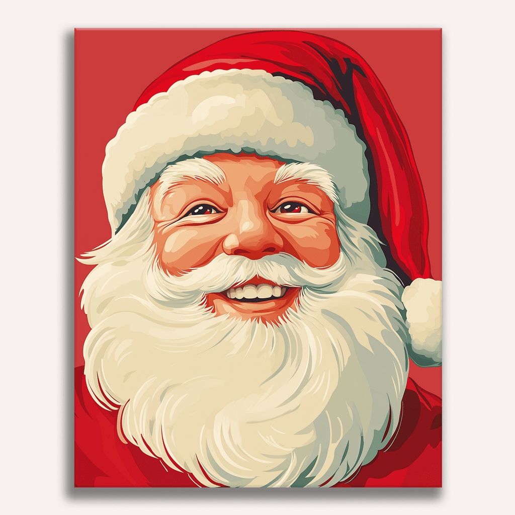 Classic detailed portrait of Santa Claus with white beard and red hat - Finished Portrait of Santa Paint by Numbers - ColorEasePaint