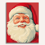 Classic detailed portrait of Santa Claus with white beard and red hat - Finished Portrait of Santa Paint by Numbers - ColorEasePaint