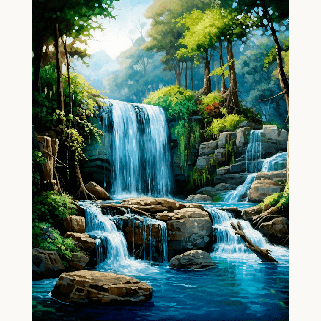 Complete DIY paint by numbers kit with emerald green and mist-white acrylic paints - ColorEasePaint