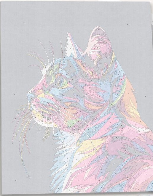 Detailed numbered canvas outline for Cat Profile artistic animal DIY painting - ColorEasePaint