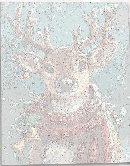 Detailed numbered canvas outline for Christmas Friend dog portrait DIY painting - ColorEasePaint