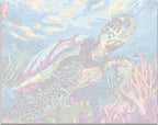 Detailed numbered canvas outline for Coral Reef Turtle underwater DIY painting - ColorEasePaint
