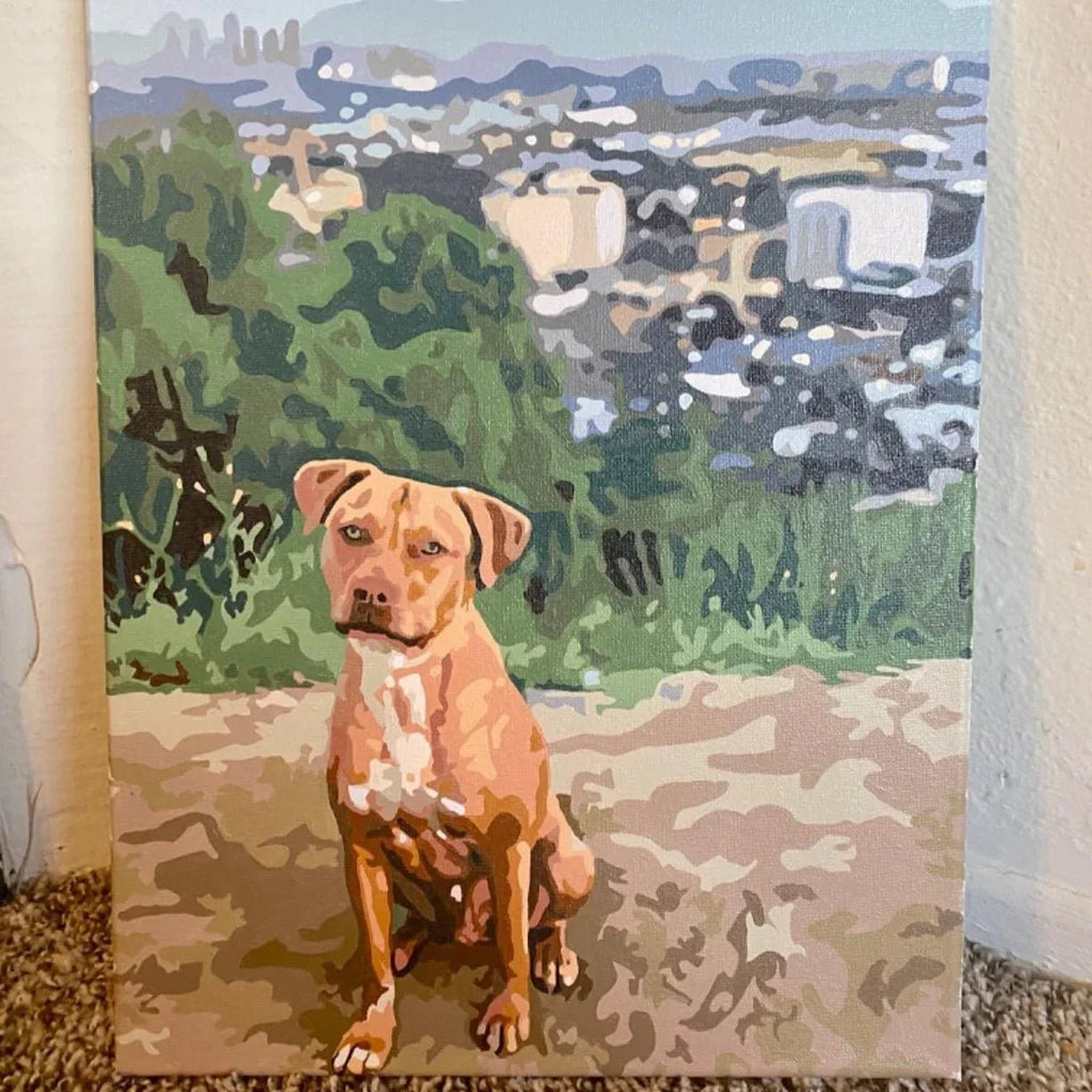 finished custom paint by numbers artwork displayed as home wall decor