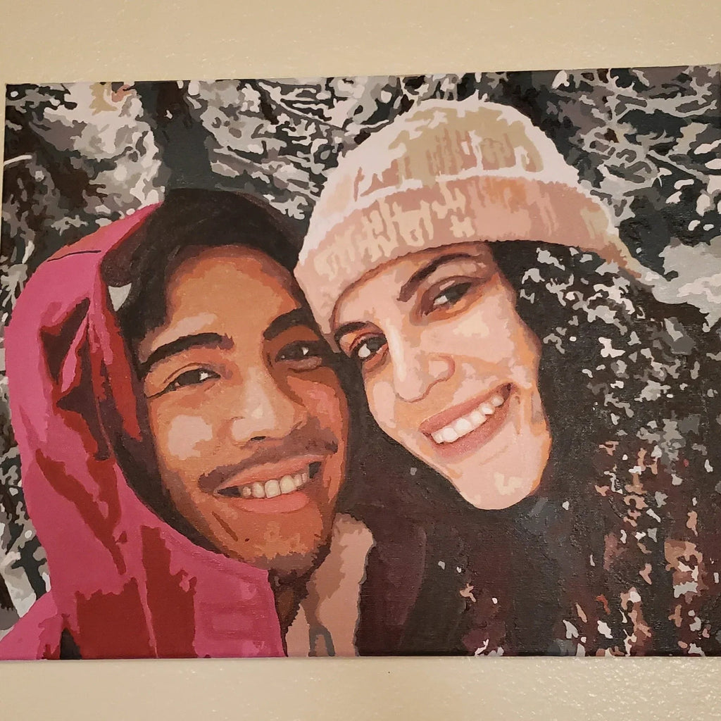 finished custom paint by numbers artwork displayed as home wall decor