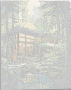 Detailed numbered canvas outline for Deep Forest Coziness cabin landscape DIY painting - ColorEasePaint