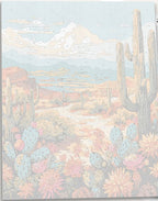 This is an illustration of a stylized desert landscape.