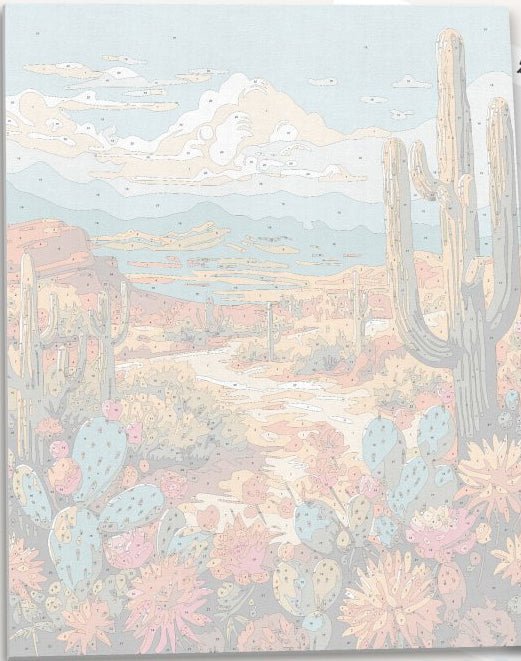 Detailed numbered canvas outline for Desert Flora Hues botanical DIY painting project - ColorEasePaint