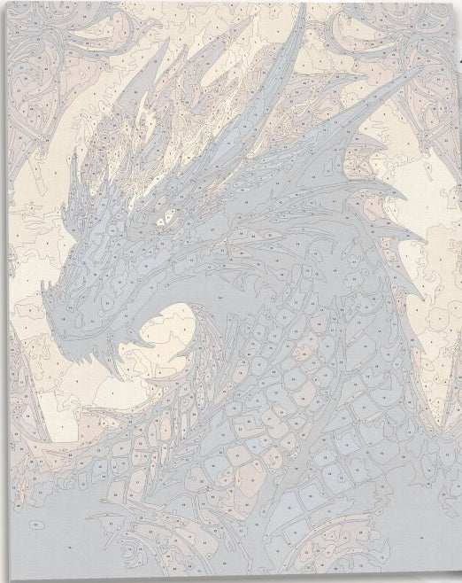 Intricate numbered canvas outline for Dragon Portrait mythical creature DIY painting - ColorEasePaint