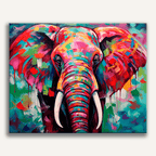 Detailed realistic portrait of an elephant with textured skin - Finished Elephant Tales Paint by Numbers - ColorEasePaint