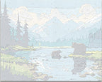 Detailed numbered canvas outline for Emerald Lake landscape DIY painting project - ColorEasePaint