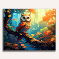 Majestic owl perched on a branch in a mystical forest at twilight - Finished Enchanted Owl Lookout Paint by Numbers - ColorEasePaint