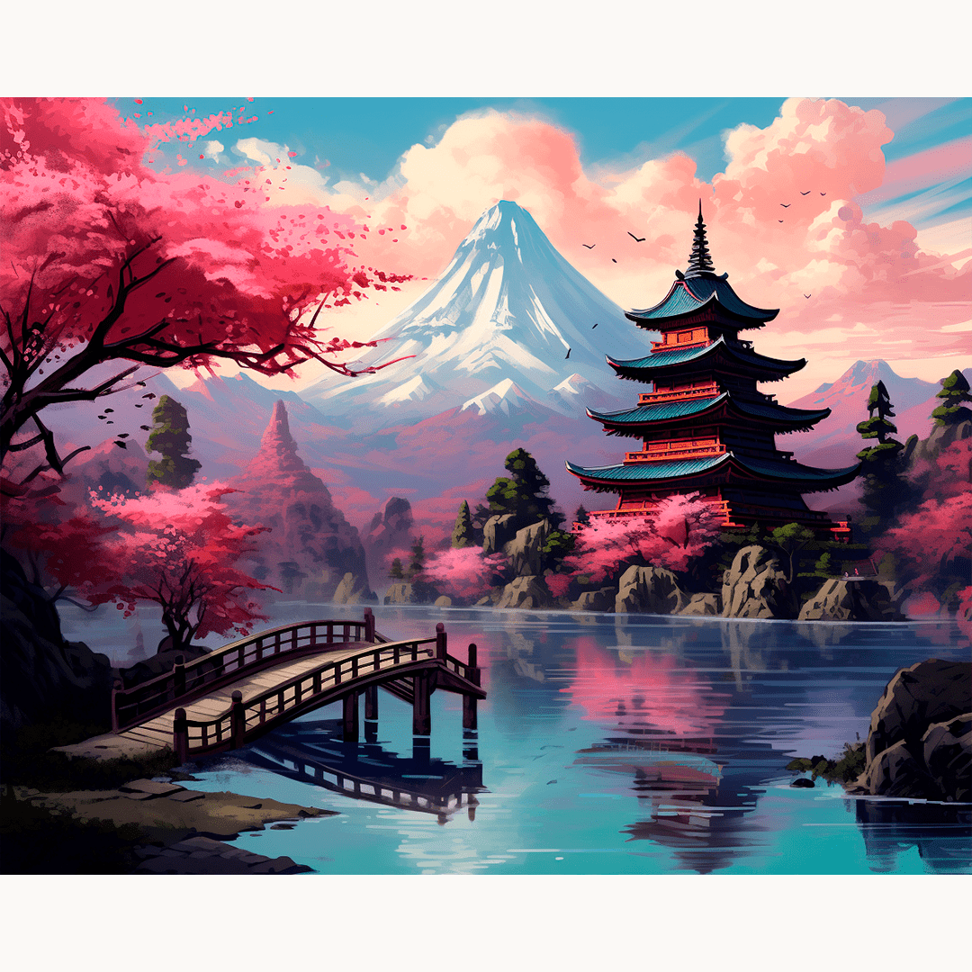 Professional DIY paint by numbers kit with sky blue and sakura pink acrylic paints - ColorEasePaint