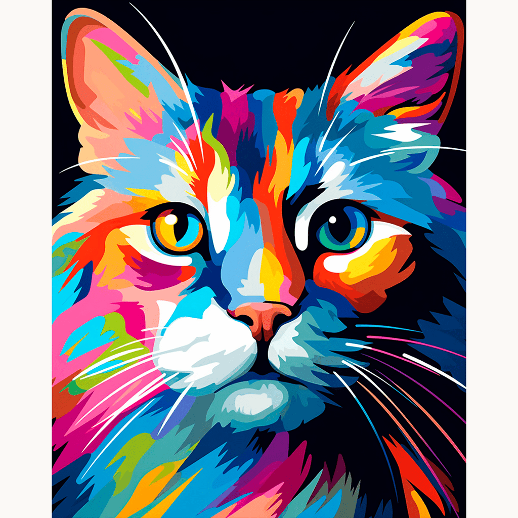 Complete DIY paint by numbers kit with a full spectrum of neon and vibrant rainbow acrylic paints - ColorEasePaint