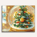 Festive snow globe with Christmas tree and winter cabin scene - DIY Paint by Numbers Kit - ColorEasePaint