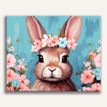Cute rabbit wearing a colorful wildflower crown - Finished Floral Crown Bunny Paint by Numbers - ColorEasePaint