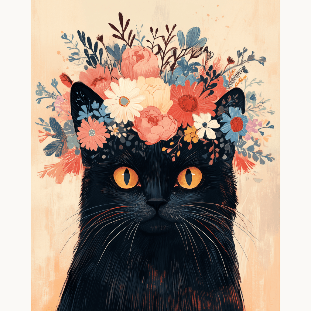 Complete DIY paint by numbers kit with floral pinks, petal whites, and soft fur grey acrylic paints - ColorEasePaint