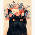 Complete DIY paint by numbers kit with floral pinks, petal whites, and soft fur grey acrylic paints - ColorEasePaint