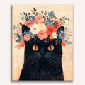 Serene cat wearing a colorful crown of flowers - Finished Flower Crowned Cat Paint by Numbers - ColorEasePaint