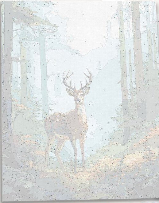 Detailed numbered canvas outline for Forest Guardian stag and woodland DIY painting - ColorEasePaint