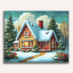 Colorful gingerbread house with candy decorations and snow - DIY Paint by Numbers Kit - ColorEasePaint