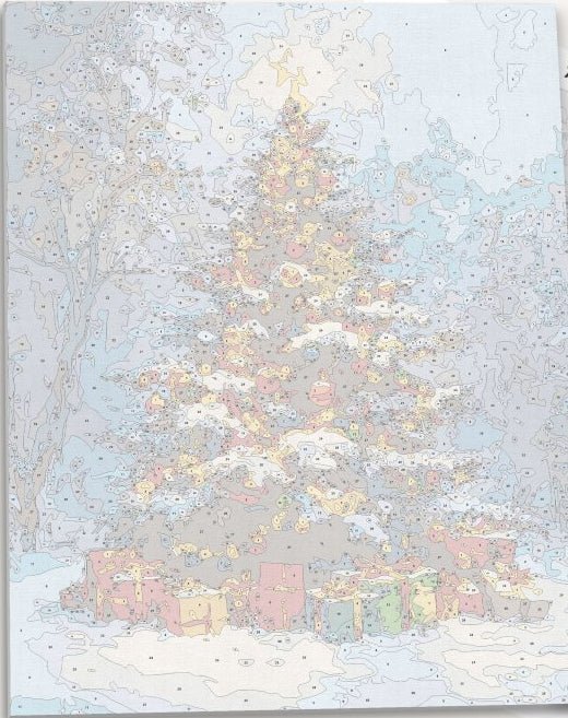 Detailed numbered canvas outline for Holiday Joy festive-themed DIY painting project - ColorEasePaint