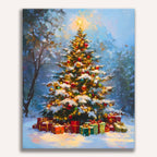 Festive Christmas ornaments and holly leaves in vibrant red and green - Finished Holiday Joy Paint by Numbers - ColorEasePaint