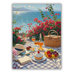 Cozy outdoor holiday picnic in a snowy winter landscape - Finished Holiday Picnic Paint by Numbers - ColorEasePaint