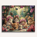 Tiny kittens playing inside floral vintage teacups - Finished Kittea Party Paint by Numbers - ColorEasePaint