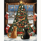 Complete DIY paint by numbers kit with high-pigment acrylic paints for Kitty Christmas art - ColorEasePaint