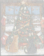 Clear numbered canvas outline for Kitty Christmas pet-themed DIY painting project - ColorEasePaint