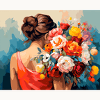 Professional DIY paint by numbers kit with high-pigment red acrylic paints for Lady in Red - ColorEasePaint