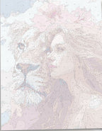 Intricate numbered canvas outline for Lion Lady surrealism DIY painting project - ColorEasePaint