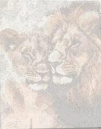 Detailed numbered canvas outline for Lion and Lioness wildlife portrait DIY painting - ColorEasePaint