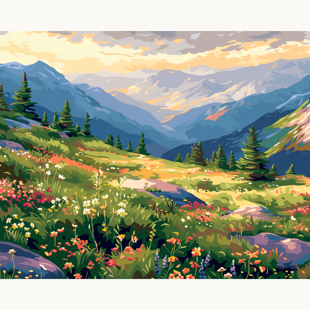 Professional DIY paint by numbers kit with a gradient of cool grey and sky blue acrylic paints - ColorEasePaint