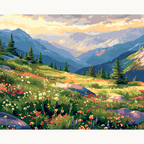 Professional DIY paint by numbers kit with a gradient of cool grey and sky blue acrylic paints - ColorEasePaint