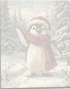 Clear numbered line art on linen canvas for Penguins Greetings DIY painting project - ColorEasePaint