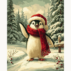 Professional DIY paint by numbers kit for beginners featuring Penguins Greetings theme - ColorEasePaint